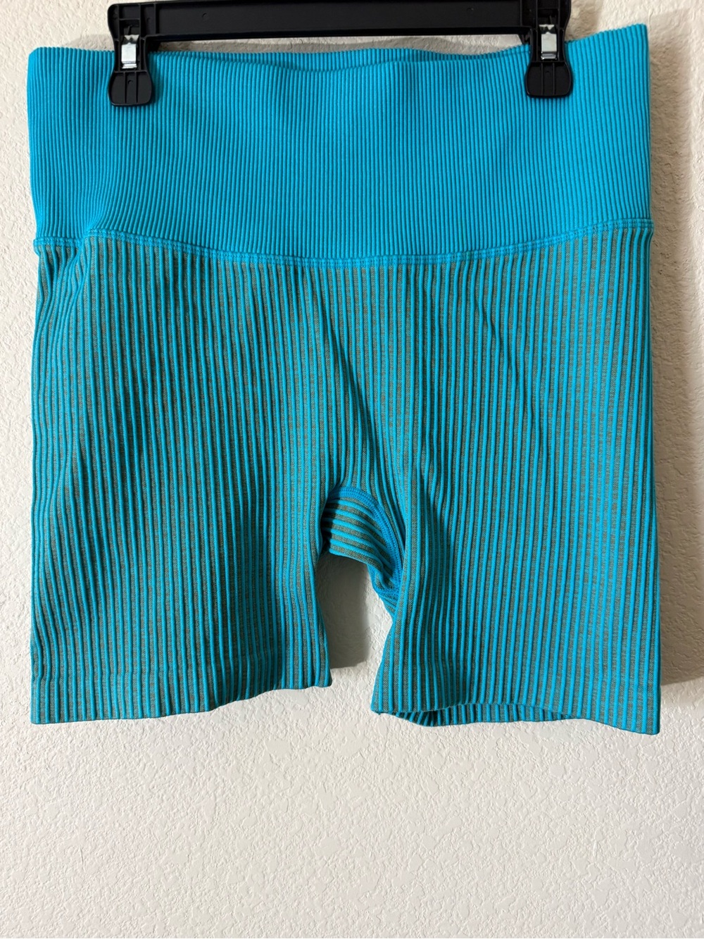 Biker Shorts Joylab Women's High Ribbed Medium Teal Blue/ Mustard Yellow Strips